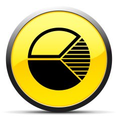 Pie Chart icon on a round button N56