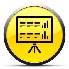 Presentation icon on a round button N57