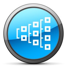 Flowchart icon on a round button N184