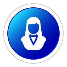 Businesswoman icon on a round button N86