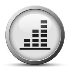 Bar Graph icon on a silver button N25