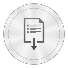 Document Downloading icon on a round button N14