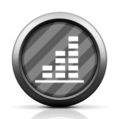 Bar Graph icon on a round button N238