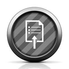 Document Uploading icon on a round button N5