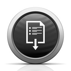 Document Downloading icon on a round button N16