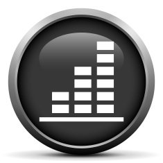 Bar Graph icon on a round button N242