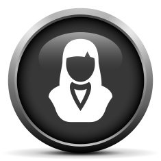 Businesswoman icon on a round button N92