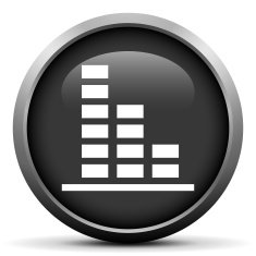 Bar Graph icon on a round button N243