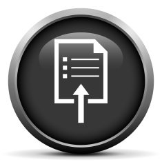 Document Uploading icon on a round button N7