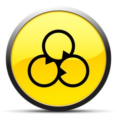 Venn Diagram icon on a round button N74