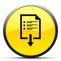 Document Downloading icon on a round button N18