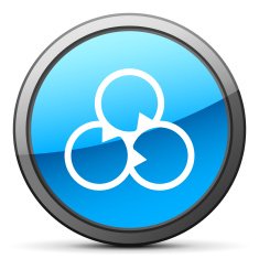 Venn Diagram icon on a round button N76