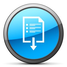 Document Downloading icon on a round button N20