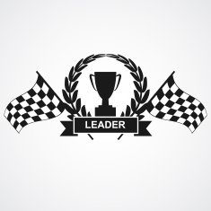 Champion cup and laurel wreath with ribbon