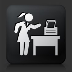 Black Square Button with Paperwork