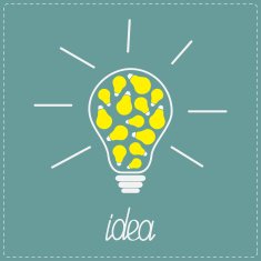 Big yellow bulb with small bulbs inside Idea concept Flat