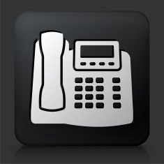 Black Square Button with Office Phone Icon N2