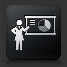 Black Square Button with Presentation