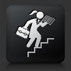 Black Square Button with Reading & Traveling Icon
