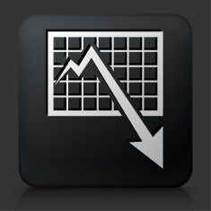 Black Square Button with Chart and Dcrease Arrow
