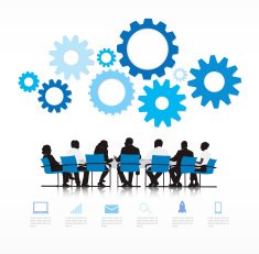 Vector of Silhouettes Business People Meeting