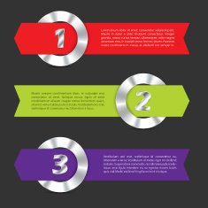 Infographic with metallic rings and ribbons