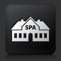 Black Square Button with Spa House Icon