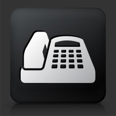 Black Square Button with Office Phone Icon N3