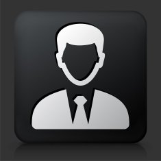 Black Square Button with Businessman Face N2