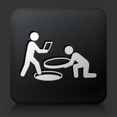 Black Square Button with Tricky Business Icon