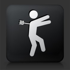 Black Square Button with Shot in the Back Icon