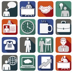 white business office icons in the flat modern style