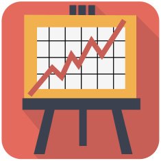 rounded corner square flat syle chart on easel icon