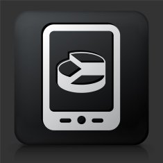 Black Square Button with Computer Graphs