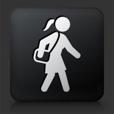 Black Square Button with Going to Work Icon