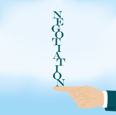 Negotiation word with in form of stacked letters