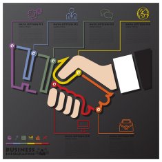 Hand Shake Connection Timeline Business Infographic