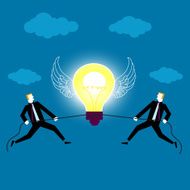 Two businessman idea pulling