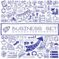 Hand drawn business set of icons