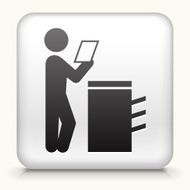Square Button with Businessman Reading