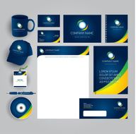 Dark blue company identity template Corporate style for brand book