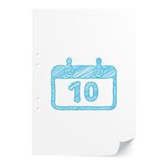 Blue handdrawn Calendar illustration on white paper sheet with c