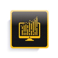 Computer analysis icon on button vector N2