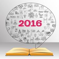 Year plan for 2016 doodles with 3d notebook