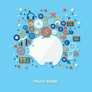 Piggy bank design on blue background vector