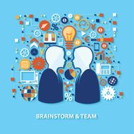 Brainstorm and team design on blue background vector