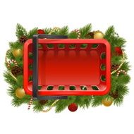 Vector Shopping Basket with Christmas Baubles