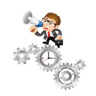 People Set - Business Businessmen time management clock with cogwheels