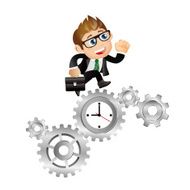 People Set - Business Businessman time management clock with cogwheels