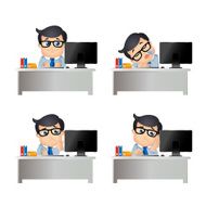 People Set - Business Businessman sitting on desk